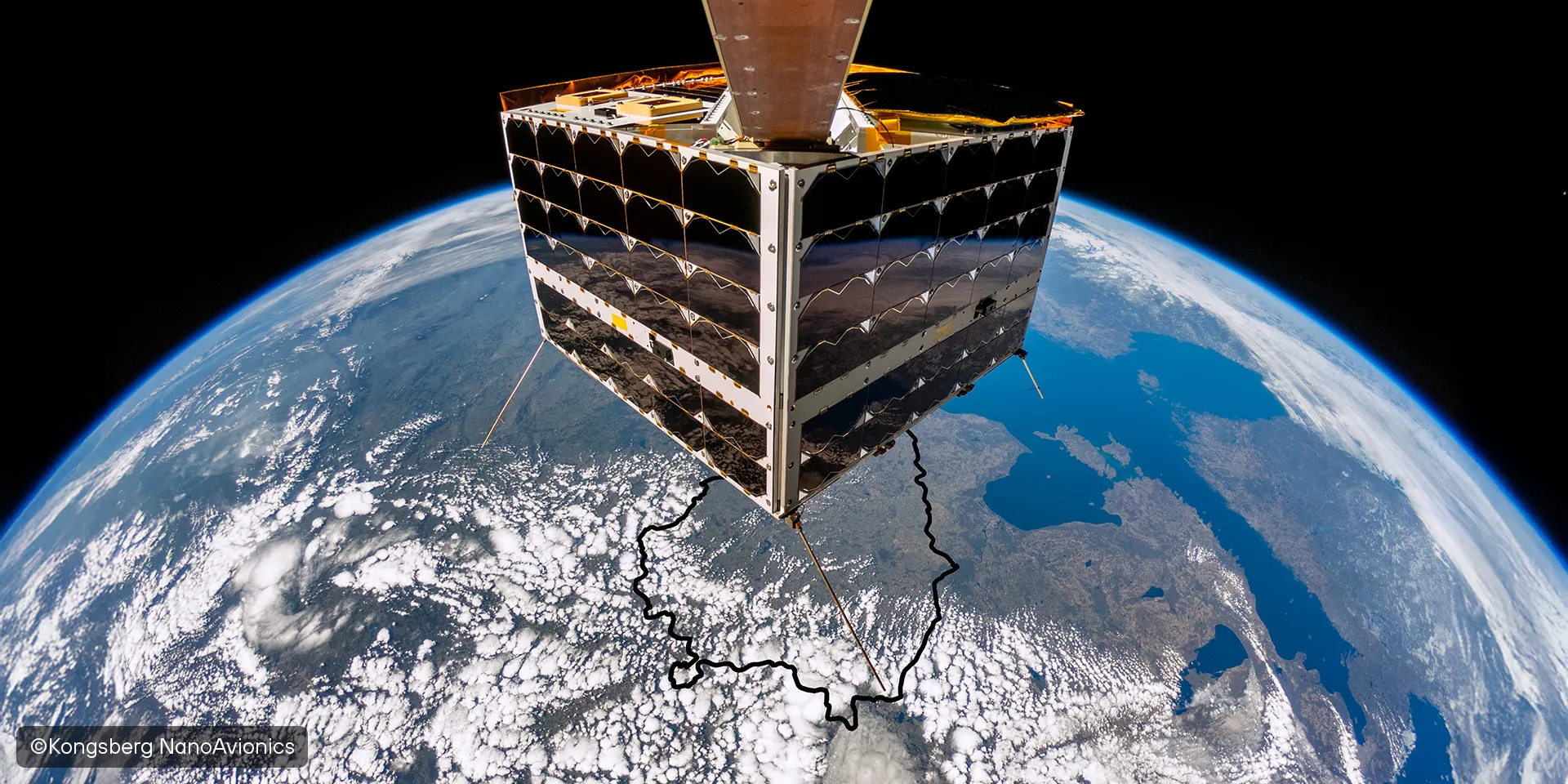 MP42 Selfie Above Lithuania with Borders Kongsberg NanoAvionics